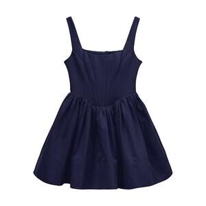NWT Staud‎ Landscape Dress Navy Blue Corset Fit & Flare Mini 8